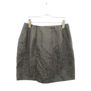 グリーンレーベルリラクシング ユナイテッドアローズ green label relaxing スカート コクーン ミニ タック 総柄 38 茶 ブラウン グレー