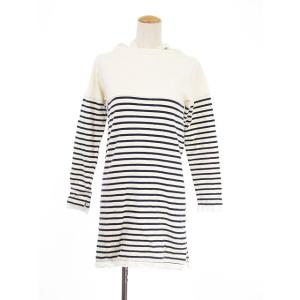 ビームスボーイ BEAMS BOY ワンピース ミニ 長袖 フード ボーダー レース コットン 白 ホワイト /yo レディース