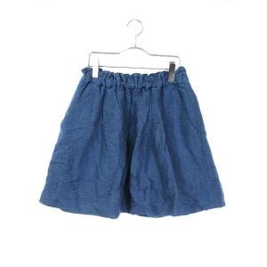 グリーンレーベルリラクシング ユナイテッドアローズ green label relaxing スカート ひざ丈 フレア ギャザー リネン 青 レディース