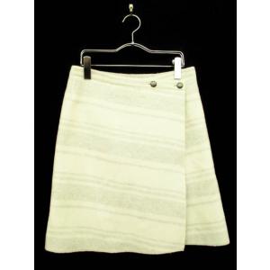 イエナ IENA スカート ラップ 巻き ひざ丈 ボーダー ウール 38 アイボリー グレー /KY...