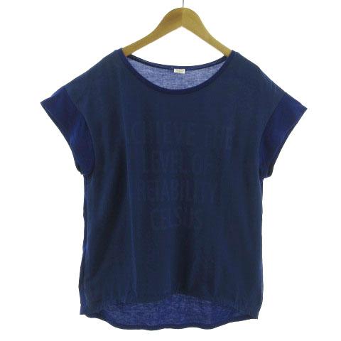 ダブルネーム DOUBLE NAME カットソー Tシャツ レイヤード シフォン 半袖 切替え プリ...