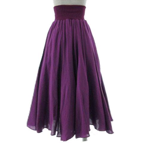 未使用品 スタンチ staunch スカート ギャザー フレア ロング ウエストゴム パープル 紫 ...