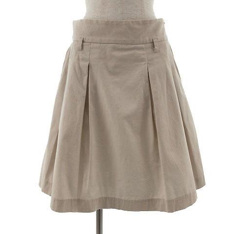 ザラ ベーシック ZARA BASIC スカート ひざ丈 フレアー ストレッチ コットン混 ベージュ...