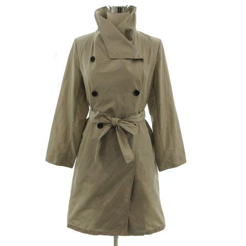 スペッチオ SPECCHIO コート アウター スタンドカラー ダブル リボンベルト グレージュ 4...