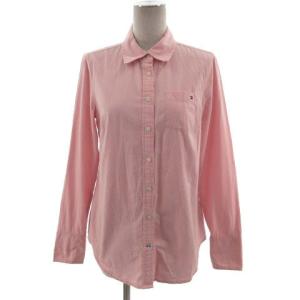 トミーヒルフィガー TOMMY HILFIGER シャツ 長袖 ロゴ刺繍 コットン シンプル ピンク S レディース