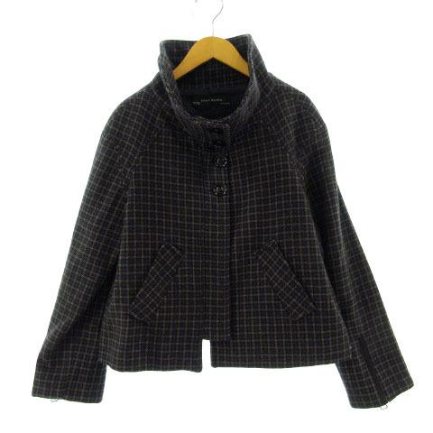 ザラ ベーシック ZARA BASIC ジャケット スタンドカラー Aライン ウール混 チェック ブ...