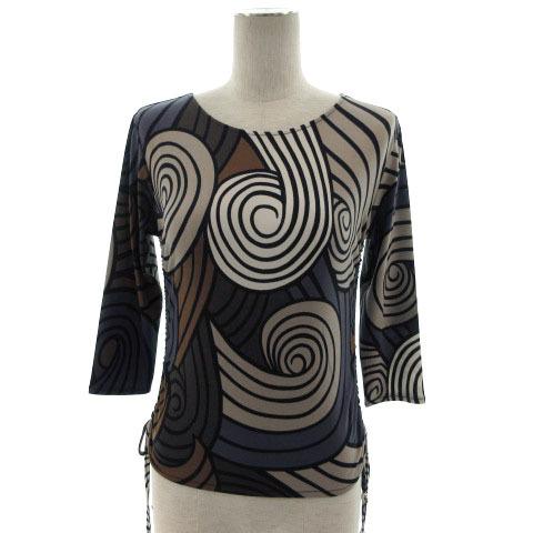 ジョアン JOAN カットソー 社交ダンス 七分袖 サイドドロスト ストレッチ 総柄 ブルーグレー ...