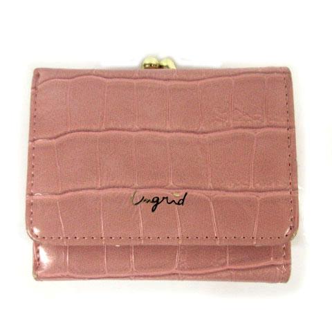 アングリッド 財布 ミニ財布 三つ折り財布 フェイクレザー 型押し ピンク レディース UNGRID