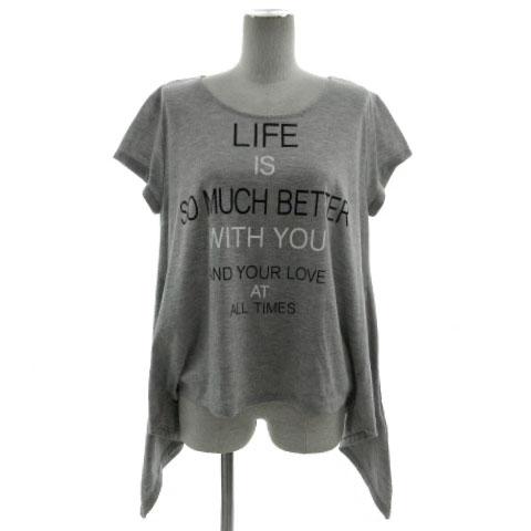 ブージュルード Bou Jeloud カットソー Tシャツ プリント アシンメトリー 半袖 グレー ...