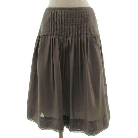 コムサイズム COMME CA ISM スカート フレア プリーツ ミディ丈 半光沢 ブラウン 茶 ...