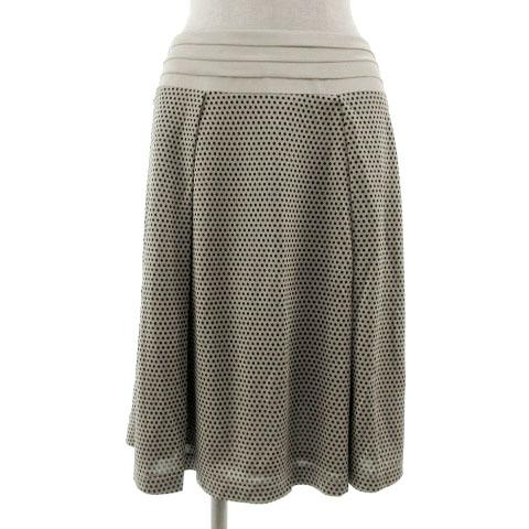 NATURAL BEAUTY BASIC スカート ニット切替え フレア ひざ丈 シャイニー ドット...