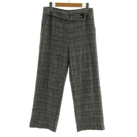 ザラ ベーシック ZARA BASIC パンツ ストレート ウール混 起毛 グレンチェック ブラック...