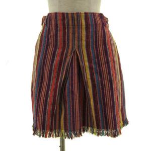 ドリスヴァンノッテン DRIES VAN NOTEN スカート 絹 シルク S 紺 赤 総