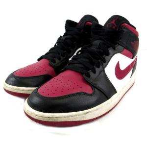 ナイキ NIKE AIR JORDAN 1 MID BLACK NOBLE RED WHITE 55...