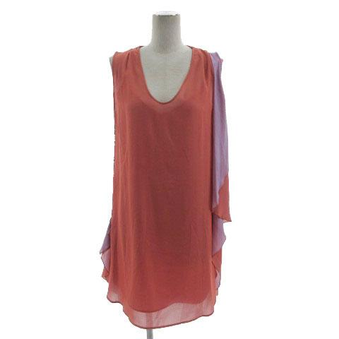 未使用品 ドレスレイブ DRESSLAVE ワンピース Uネック ノースリーブ フリル ひざ丈 ペチ...