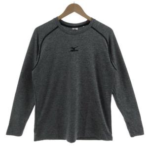 ミズノ MIZUNO Tシャツ 長袖 吸汗速乾 K2JAA547 ロゴ刺繍 グレー ブラック 黒 L メンズ