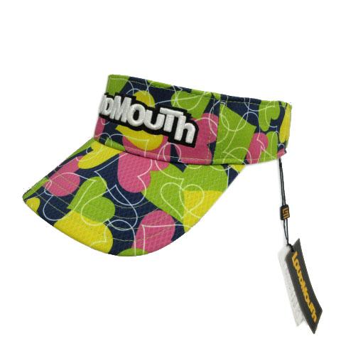 未使用品 ラウドマウス LOUDMOUTH サンバイザー ロゴ立体刺繍 ハート 総柄 ネイビー 紺 ...