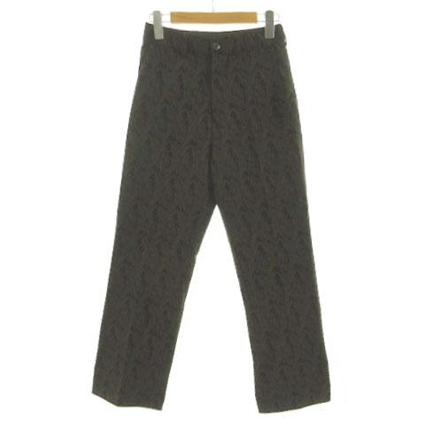 ジーナシス JEANASIS パンツ スリムストレート ウエストゴム ストレッチ 総柄 カーキ ブラ...