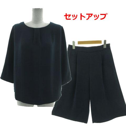 ランズエンド LANDS' END セットアップ ブラウス 七分袖 タック パンツ ワイドパンツ ク...