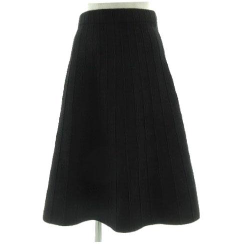 ザラ ベーシック ZARA BASIC スカート ニット フレア ミディ丈 ウエストゴム 立体ストラ...