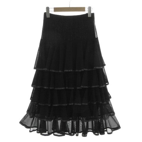 社交ダンス スカート チュール ティアード ドットパイピングテープ ウエストゴム ブラック 黒 ホワ...