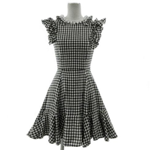 スナイデル SNIDEL パール付きフリルワンピース SWFO154100 ラインストーン ひざ丈 ...