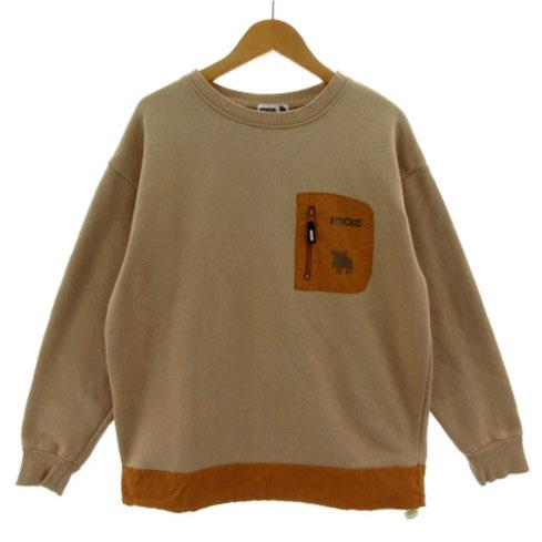 モズ moz sweden トレーナー スウェット ロゴプリント 長袖 切替え 裾ドローコード 裏起...