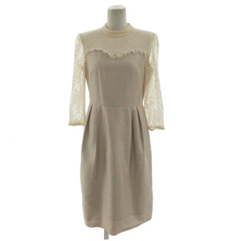 アナトリエ ANATELIER ワンピース フォーマル ドレス モックネック デコルテ花柄レース パ...