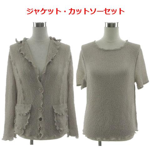 ノアジュ noa-ge 2点セット プリーツ ジャケット シングル 2B カットソー 半袖 ストレッ...