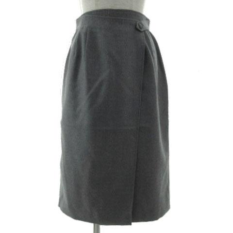 未使用品 レリアン Leilian スカート ラップスカート ストレート ミディ丈 日本製 ウール ...