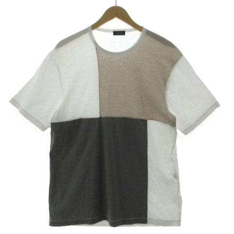 ジョセフオム JOSEPH HOMME Tシャツ 丸首 半袖 日本製 コットン 配色 ホワイト 白 ...