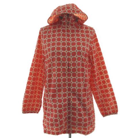 ランズエンド LANDS' END 撥水加工ナイロンコート ヤッケ フーディー ジップアップ 総柄 ...