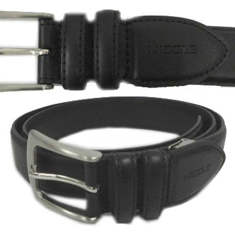 ニコル NICOLE ベルト ロゴ型押し レザー ブラック 黒 メンズ
