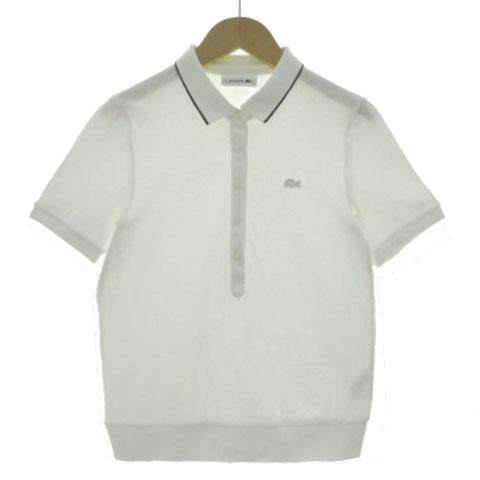 ラコステ LACOSTE 裾リブ付き半袖ポロシャツ PF106EL ロゴワッペン コットン混 ホワイ...