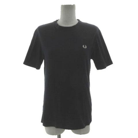 フレッドペリー FRED PERRY Ｔシャツ 丸首 ロゴ刺繍 半袖 コットン ネイビー 濃紺 XS...