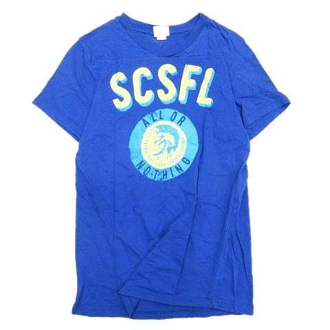 中古 ディーゼル DIESEL Vネック Tシャツ カットソー プリント L ブルー レディース/2...