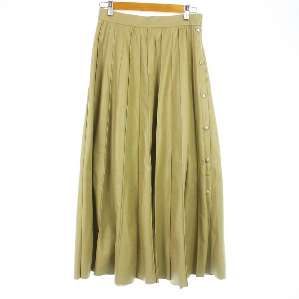 マイストラーダ Mystrada 20AW レザープリーツスカート フレア ロング マキシ フェイク...