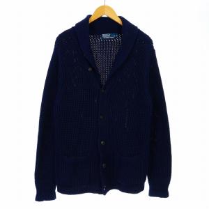 イタリア製正規品エトロ ETRO カーディガン インディゴブルーM加工 編み編み ETRO エトロ ネイビー 裏地総柄 カシミヤ100 ショールカラー