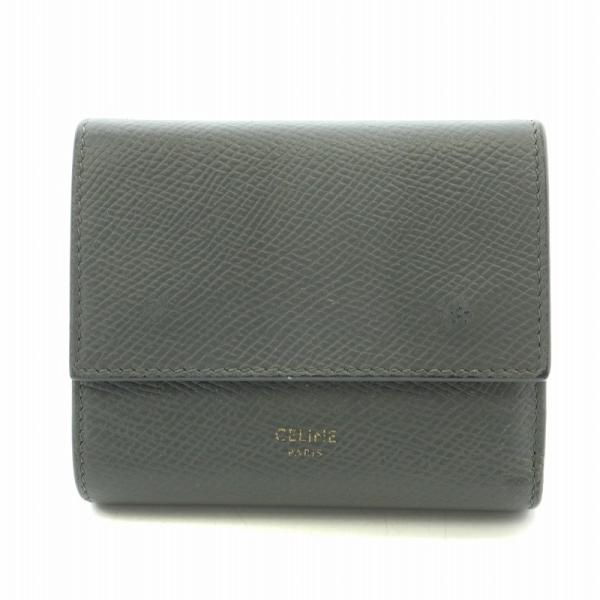 セリーヌ CELINE スモールトリフォールドウォレット グレインドカーフスキン 三つ折り財布 コン...