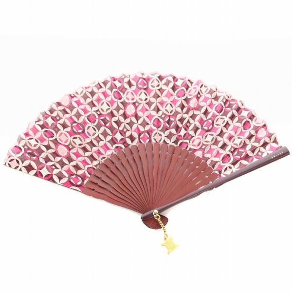 セリーヌ CELINE 扇子 総柄 ロゴチャーム付き ピンク ボルドー /KU ■BM ■OH レデ...