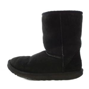 アグ オーストラリア UGG australia ムートンブーツ ショートブーツ 厚底 スエード ロゴ US7 24cm 黒 ブラック /BB ■MU レディース