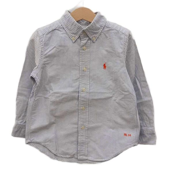 ラルフローレン RALPH LAUREN ボタンダウンシャツ ストライプ 長袖 110cm 青 ブル...