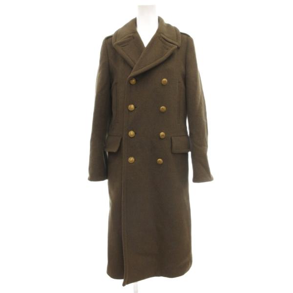 グリーン green ロングコート ダブル 金ボタン メルトン ラムウール 2 緑 グリーン /JS...