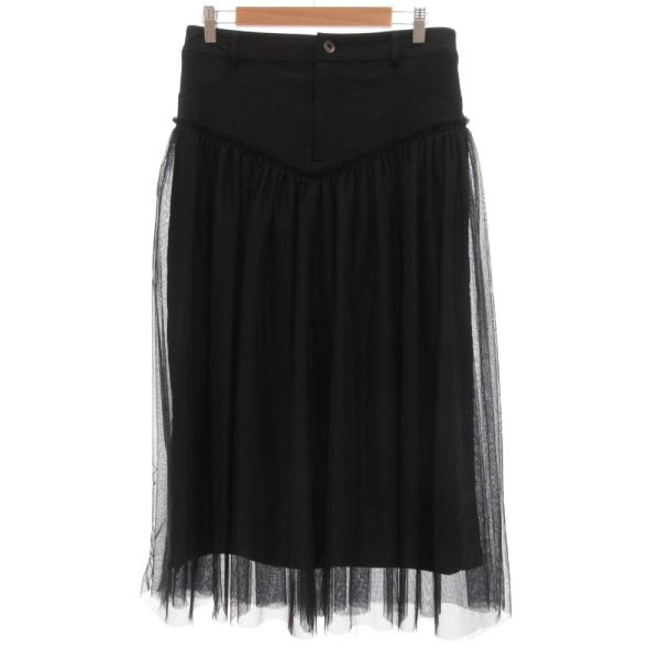 エムズグレイシー M'S GRACY チュールスカート ひざ丈 フレア 17 黒 ブラック /JS ...