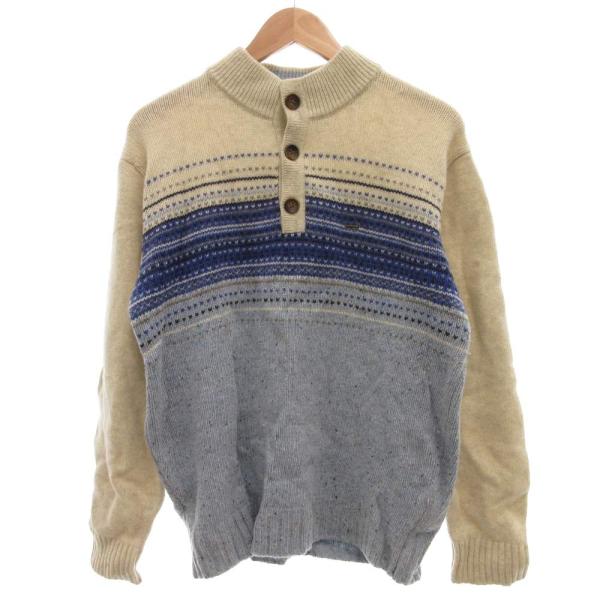 クロコダイル CROCODILE ポロニット セーター 長袖 L 白 ホワイト 青 ブルー /JS ...