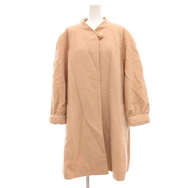 クリッツィア KRIZIA ノーカラーコート メルトン ウール 40 ピンクベージュ /JS ■GY...