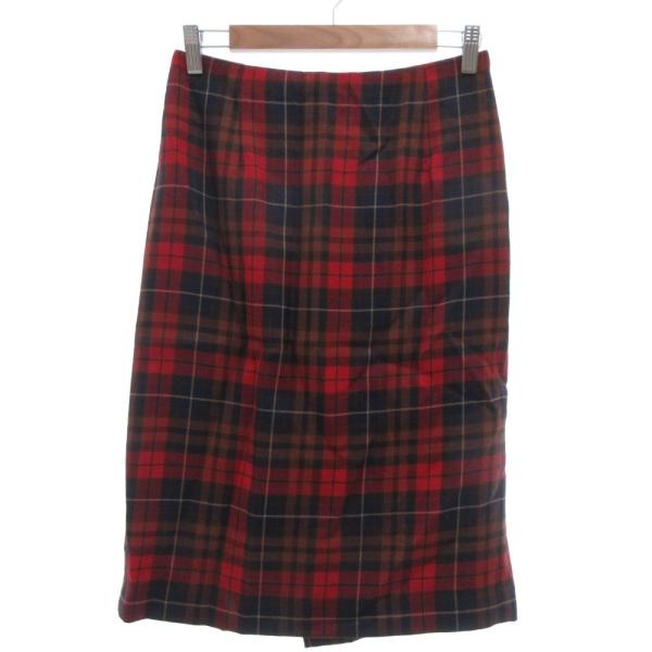 23区 オンワード樫山 LOCHCARRON タイトスカート ひざ丈 チェック柄 36 赤 レッド ...