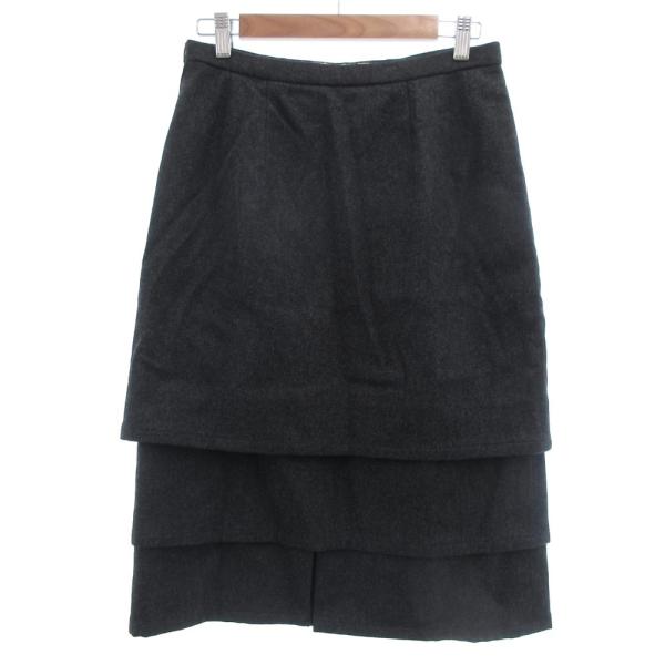 マダムジョコンダ MADAM JOCONDE ティアードスカート ひざ丈 ウール 73-100 グレ...