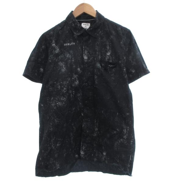 ハーレー Hurley シャツ 半袖 総柄 M 黒 ブラック /JS ■GY66 メンズ