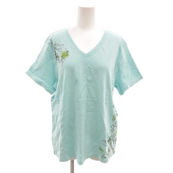 エディーバウアー EDDIE BAUER Tシャツ カットソー フラワーモチーフプリント Vネック ...